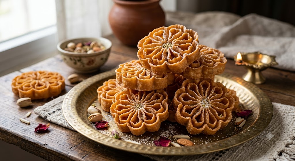 Gulabi Puvvulu (Rose cookies)